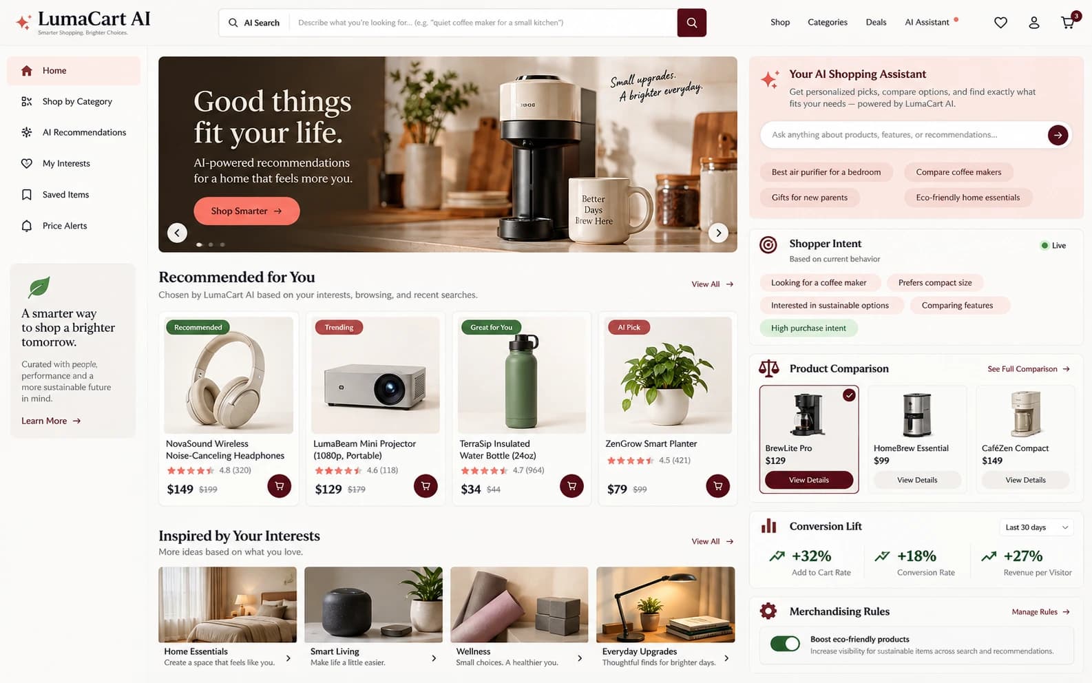 AI Commerce Recommendation Engine capability showcase by Elite Web Technologies