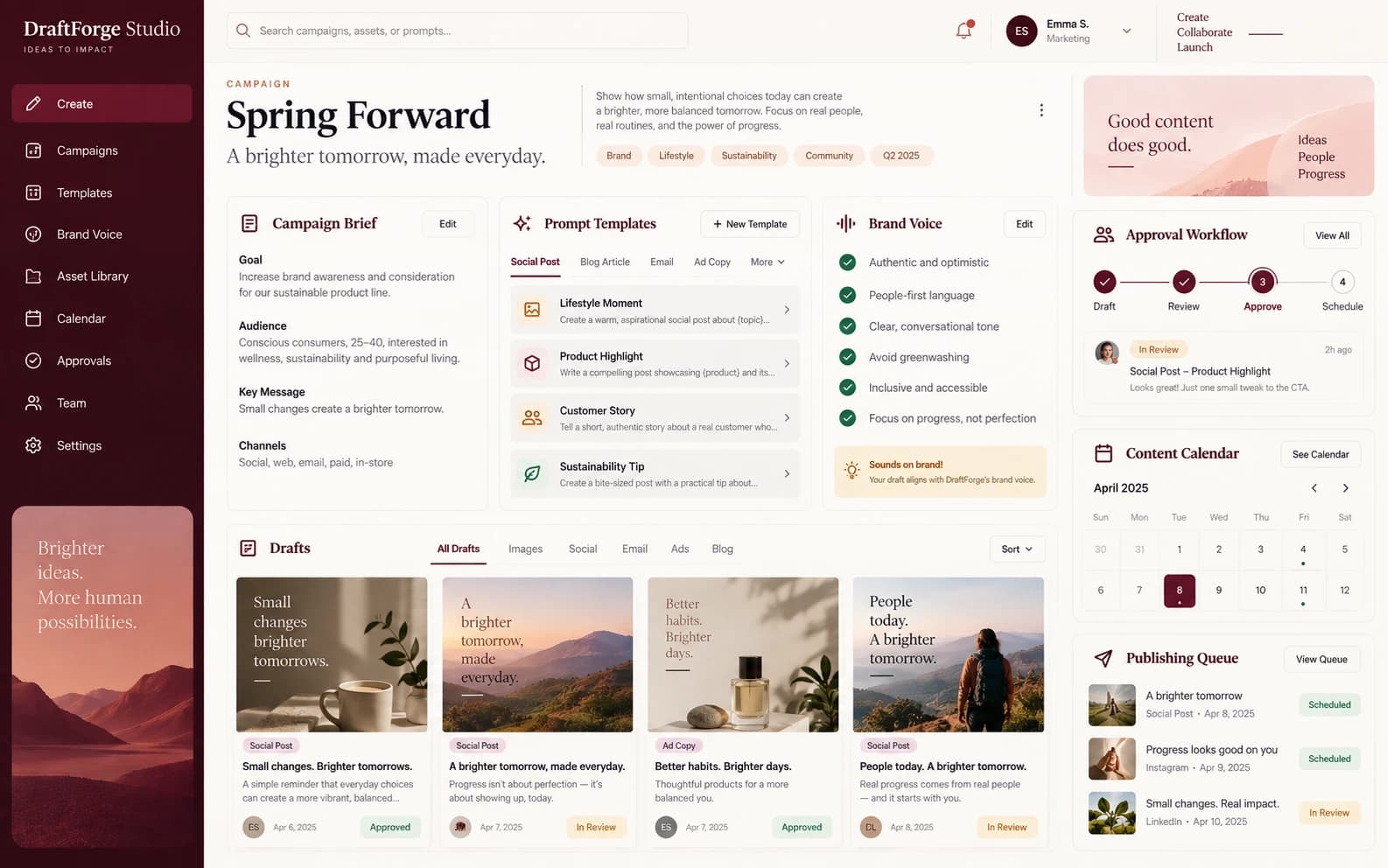 Generative AI Content Studio capability showcase by Elite Web Technologies
